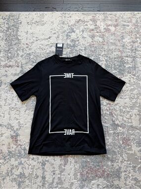 Roberto Cavalli Black T-Shirt with White Box Graphic